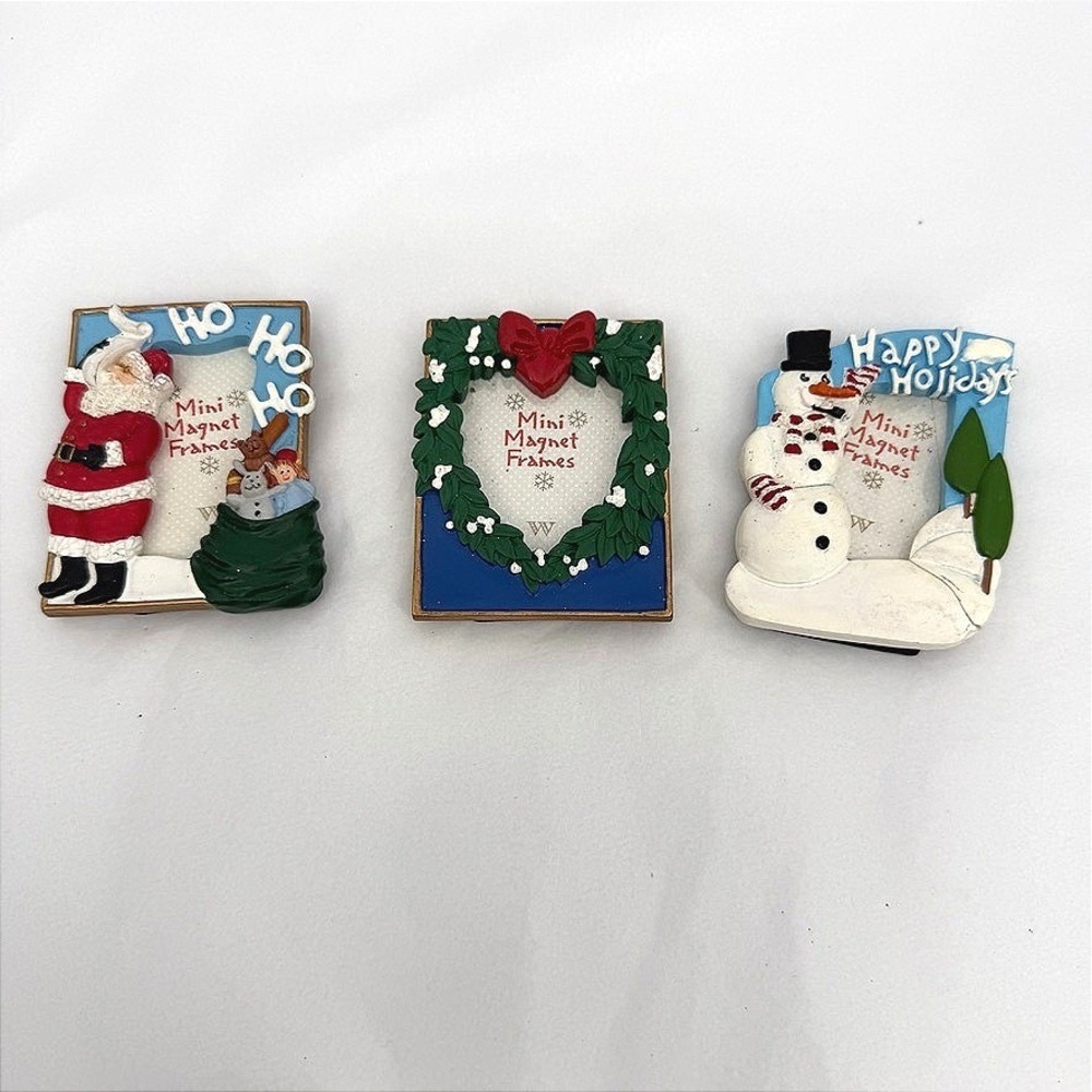 Weston Gallery Mini Magnet‎ Frames Christmas Santa Snowman Wreath Holiday Decor